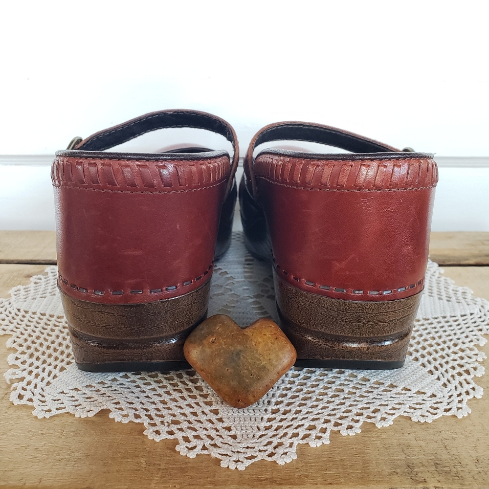Cognac Dansko Pro Marcelle Mary Jane Clogs Straps Buckles Boho Cottage Prairie ♡ - Picture 5 of 11